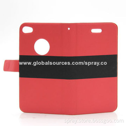 Classic Red and Black Stripe Flip Design Leather Magnetic Case Covers for iPhone 4/4S, No Stitching